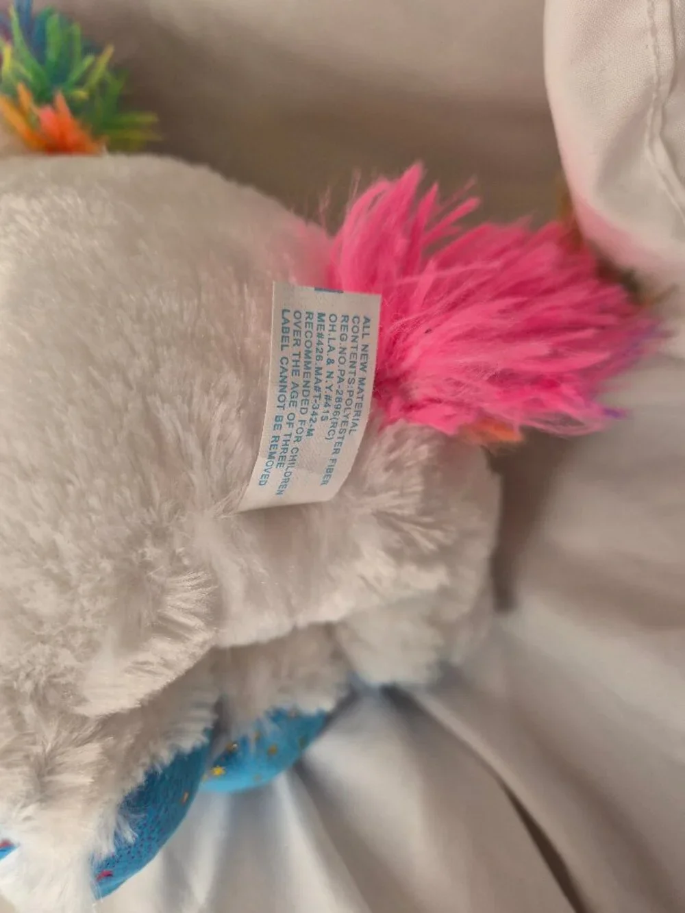 Linzy Toys Sparkly Star Unicorn Plush Rainbow Mane Blue Starry Accent Stuffed